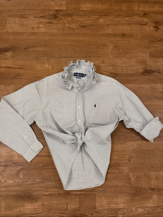 Ralph Lauren Tops - Upcycled Ralph Lauren Navy, Lt Blue & White plaid shirt Size XL